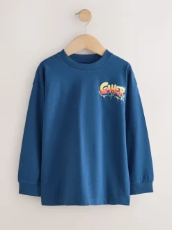 Gamer bleu marine/gris/rouge - Lot de 3 T-shirts à manches longues coupe décontractée avec imprimé graphique (3-16ans)