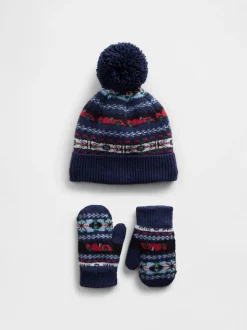 Gap Ensemble bonnet et mitaines à pompon Fairisle