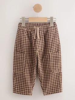 Gingham Brun - Pantalons Amples en velours côtelé (3mois-7ans)