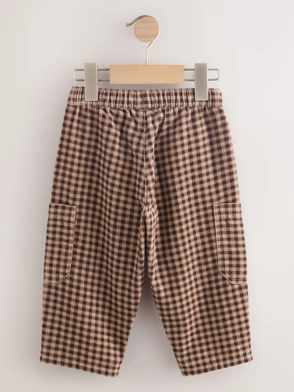 Gingham Brun - Pantalons Amples en velours côtelé (3mois-7ans)