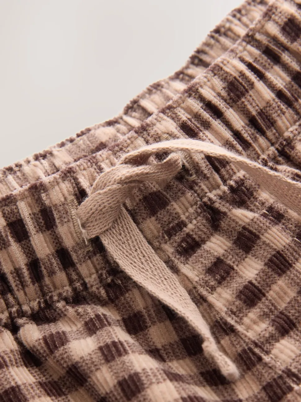 Gingham Brun - Pantalons Amples en velours côtelé (3mois-7ans)