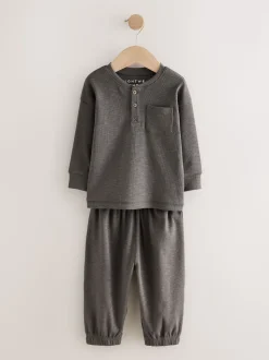 grand-père côtelé Noir/Gris - Lot de 3 pyjamas oversize (9mois-12ans)
