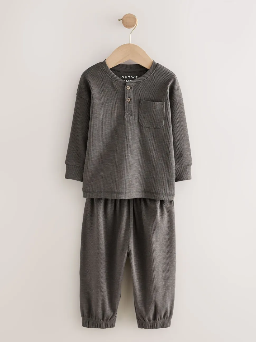 grand-père côtelé Noir/Gris - Lot de 3 pyjamas oversize (9mois-12ans)