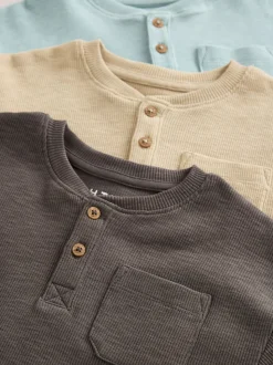 grand-père côtelé Noir/Gris - Lot de 3 pyjamas oversize (9mois-12ans)