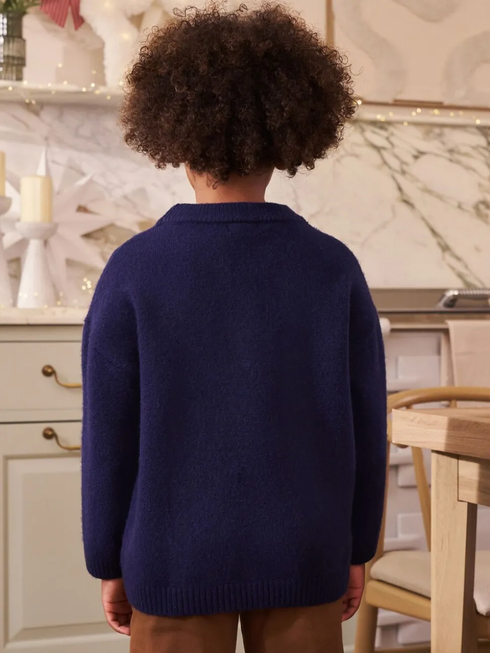 Graphique de chien bleu marine - Pull de Noël familial assorti (3-16ans)