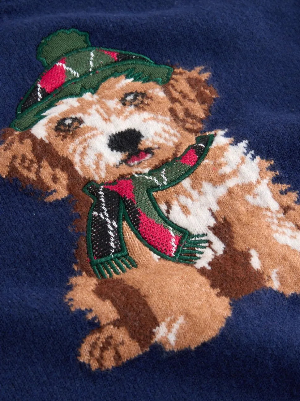 Graphique de chien bleu marine - Pull de Noël familial assorti (3-16ans)