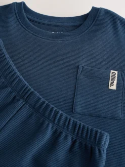 Grège/bleu marine - 100Pyjama court en coton % 2 Lot (3-16ans)