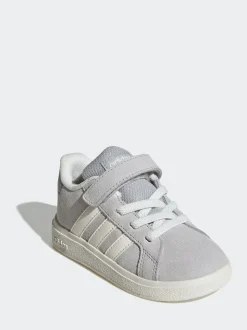 Gris - adidas Grand Court 2.0 Baskets à lacets élastiques bébé