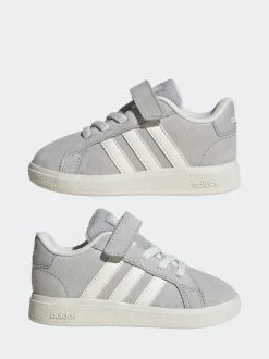 Gris - adidas Grand Court 2.0 Baskets à lacets élastiques bébé