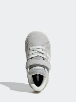 Gris - adidas Grand Court 2.0 Baskets à lacets élastiques bébé