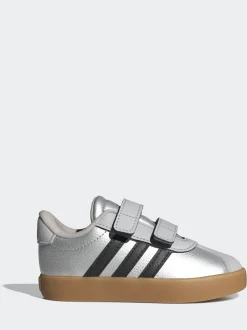 Gris - adidas Vl Cour 3.0 Baskets bébé à crochets et boucles