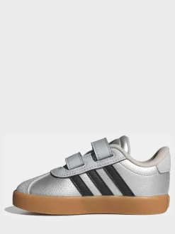 Gris - adidas Vl Cour 3.0 Baskets bébé à crochets et boucles