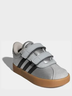 Gris - adidas Vl Cour 3.0 Baskets bébé à crochets et boucles