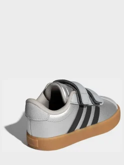 Gris - adidas Vl Cour 3.0 Baskets bébé à crochets et boucles