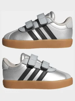 Gris - adidas Vl Cour 3.0 Baskets bébé à crochets et boucles