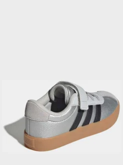 Gris - adidas Vl Cour 3.0 Baskets enfant à crochets et boucles