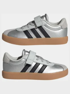 Gris - adidas Vl Cour 3.0 Baskets enfant à crochets et boucles
