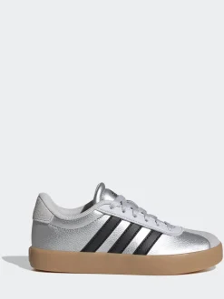 Gris - adidas Vl Cour 3.0 Baskets enfant en daim à lacets