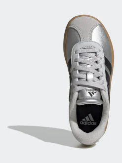 Gris - adidas Vl Cour 3.0 Baskets enfant en daim à lacets