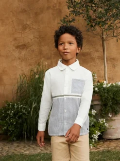 Gris - Angel & Rocket Hank Rayure Block 100Chemises % coton texturé