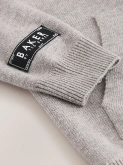 Gris - Baker by Ted Baker ensemble haut et jogging en maille à col zippé en entonnoir