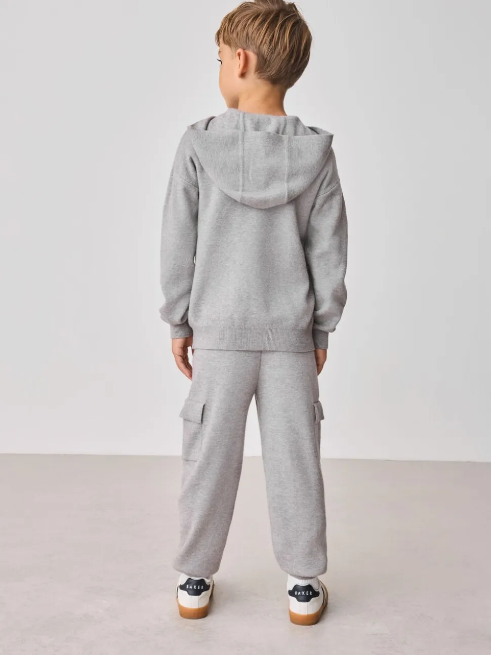 Gris - Baker by Ted Baker ensemble haut et jogging en maille à col zippé en entonnoir