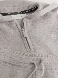 Gris - Baker by Ted Baker ensemble haut et jogging en maille à col zippé en entonnoir