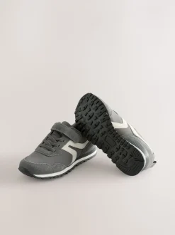 Gris - Baskets à lacets élastiques à une bride