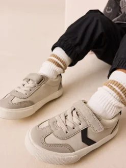 Gris - Baskets à lacets élastiques à fermeture tactile