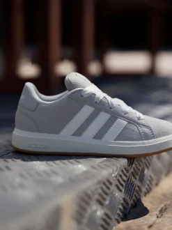 Gris - Baskets adidas Grand Court 00s en daim et dentelle pour enfant