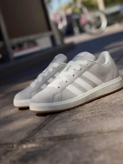 Gris - Baskets adidas Grand Court 00s en daim et dentelle pour enfant