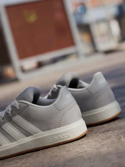 Gris - Baskets adidas Grand Court 00s en daim et dentelle pour enfant