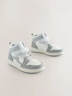 Gris - Baskets montantes à lacets élastiques