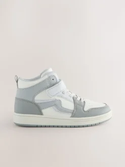 Gris - Baskets montantes à lacets élastiques