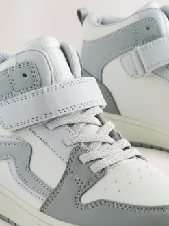 Gris - Baskets montantes à lacets élastiques