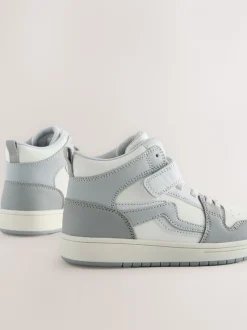 Gris - Baskets montantes à lacets élastiques