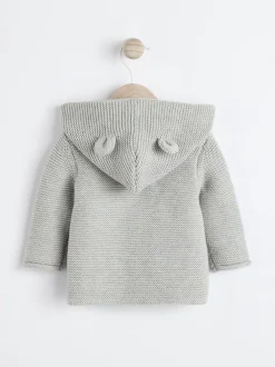 Gris - Bébé à capuche en tricot Cardigan