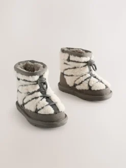 Gris - Bottes en daim doublées et chaudes