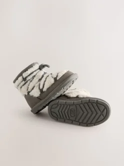 Gris - Bottes en daim doublées et chaudes