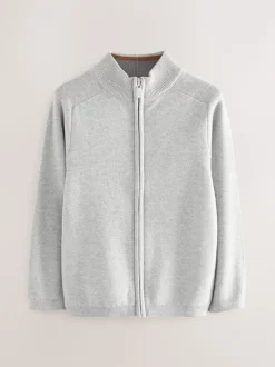 Gris - Cardigan zippé en tricot (3-16ans)