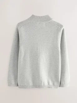 Gris - Cardigan zippé en tricot (3-16ans)