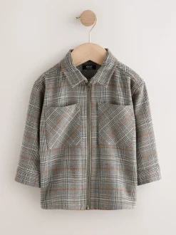 Gris - Chemise zippée à carreaux et manches longues (3mois7ans)