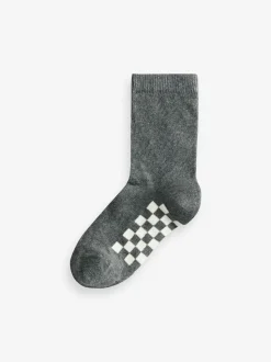 Gris à damier - Paquet de chaussettes en coton riche 7