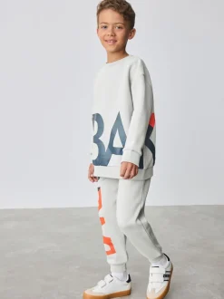 Gris - Ensemble Baker by Ted Baker Sweat-shirt et Survêtement oversize à imprimé graphique lettre