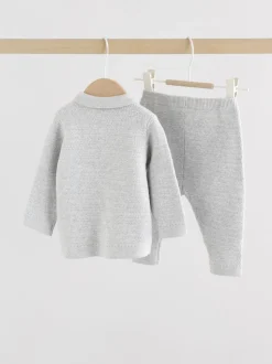Gris - Ensemble pull et legging en maille bébé (0 mois-2 ans)