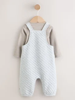 Gris - Ensemble salopette et body matelassé en jersey bébé (0mois-2ans)