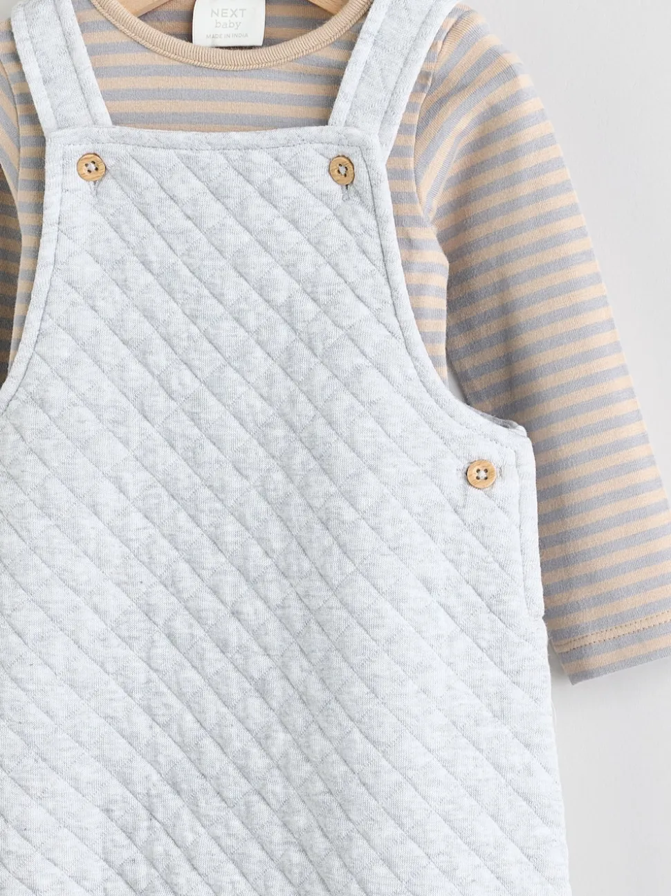 Gris - Ensemble salopette et body matelassé en jersey bébé (0mois-2ans)