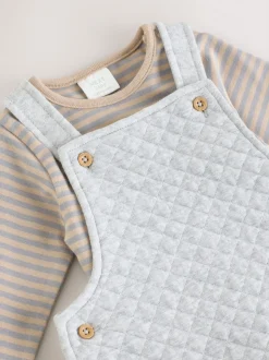 Gris - Ensemble salopette et body matelassé en jersey bébé (0mois-2ans)