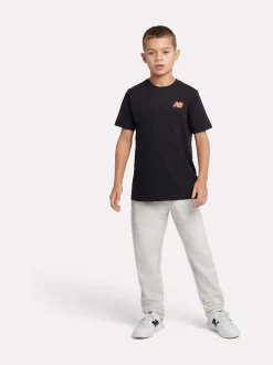 Gris - Joggings New Balance French terry coupe droite à petit logo