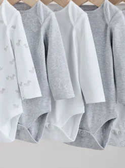 Gris - Lot de 5 bodys bébé à manches longues
